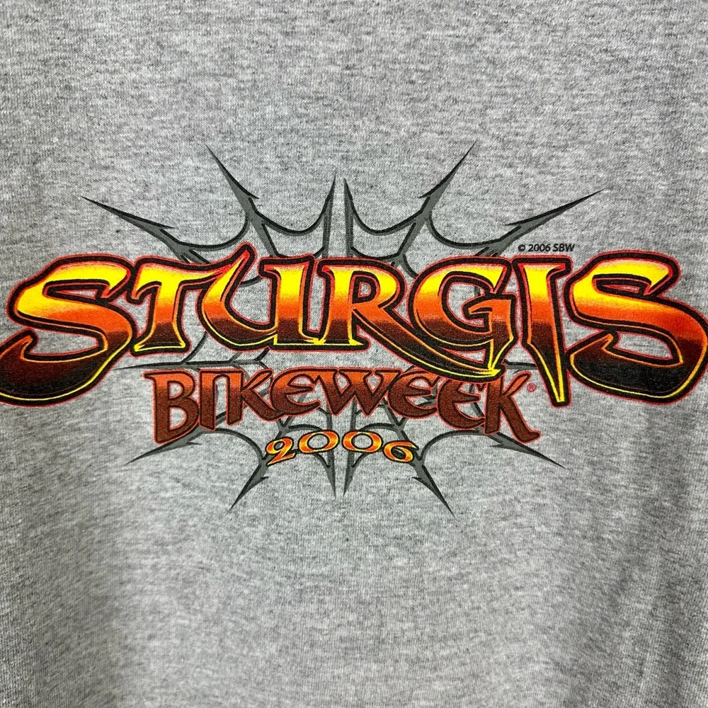 Y2K Sturgis Bike Week Motorcycle Bike T Shirt XL Grey Skulls Flames - Picture 5 of 8